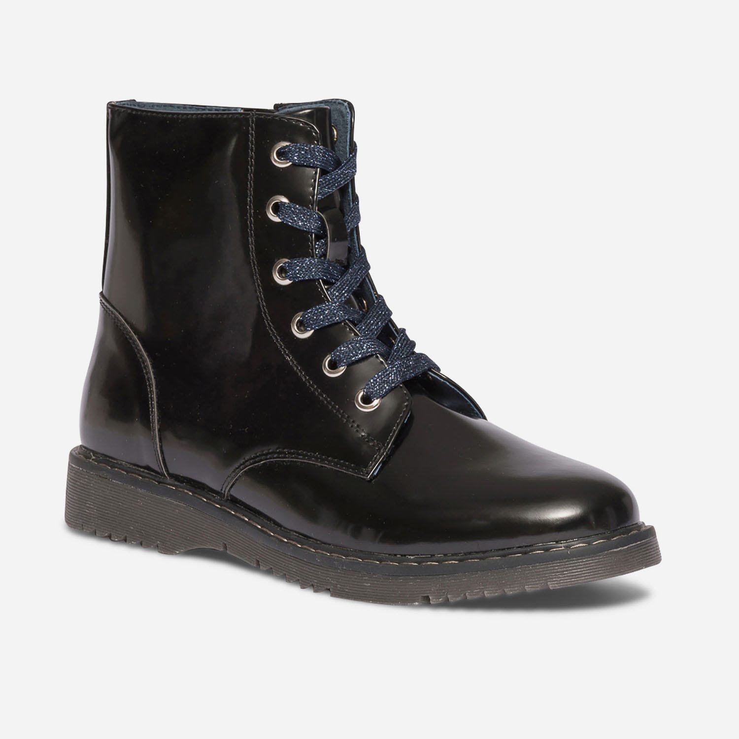 Boots noir à lacet bleu pailleté