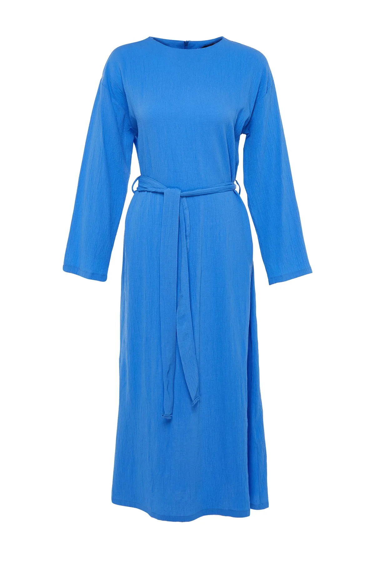 Trendyol Modest  Saks gewebtes Kleid mit Gürtel TCTSS23EB00043