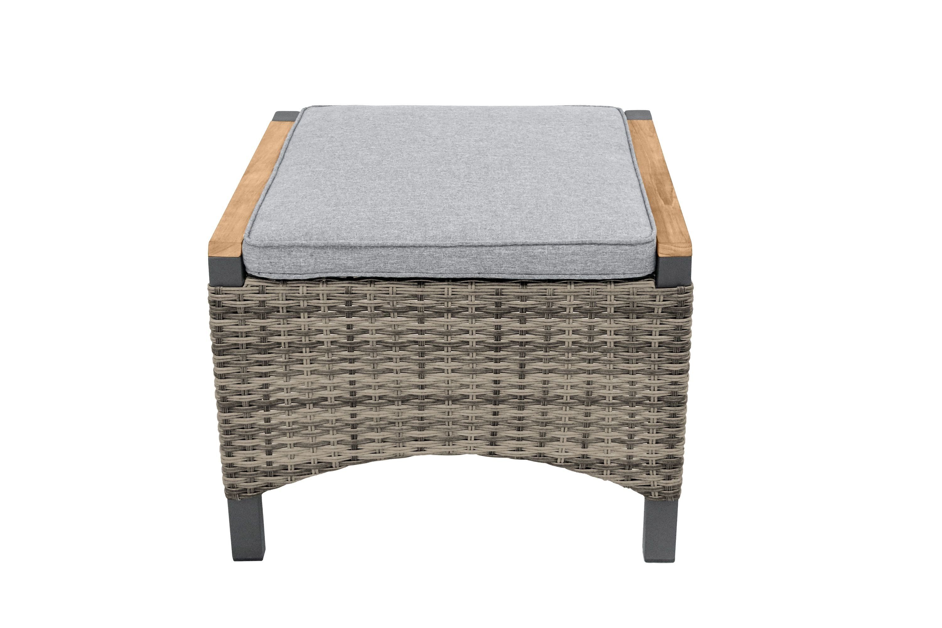 LC Garden Gartenlounge-Hocker LC Garden Keramo Teak Dining Hocker Fußbank natur-grau