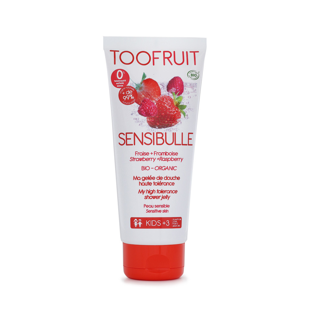 toofruit Sensibulle, gelée de douche haute tolérance BIO  Fraise - Framboise Gelée de douche haute tolérance sans savon ni sulfates