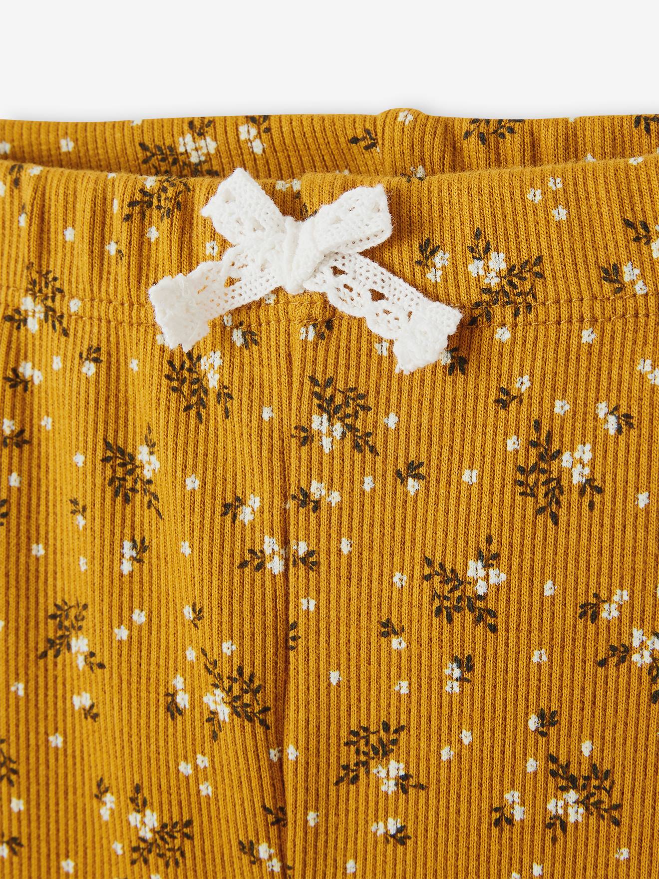 Legging imprimé en maille côtelée fille marine