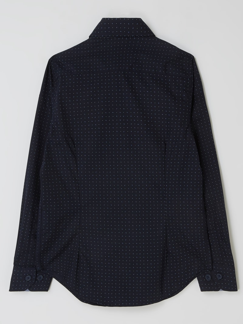 Slim Fit Hemd mit Baumwoll-Anteil in marineblau