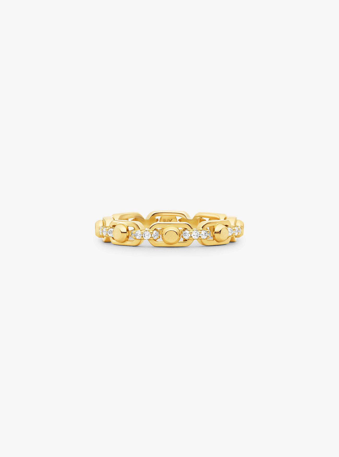 Pierścionek Astor Link Small Precious Silver Pavé z łańcuszkiem w kolorze złota