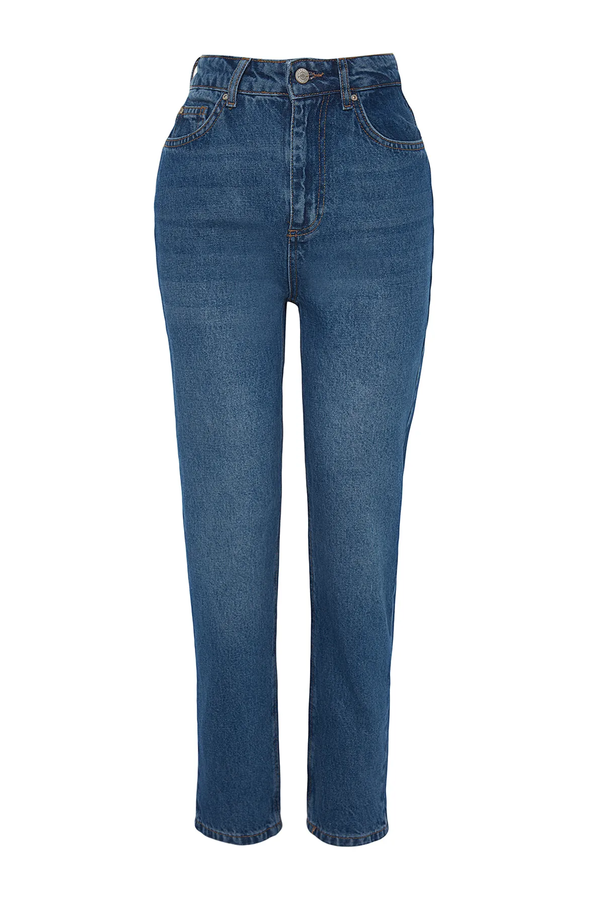 Trendyol Collection  Dunkelblaue Mom-Jeans mit hoher Taille TWOAW24JE00076