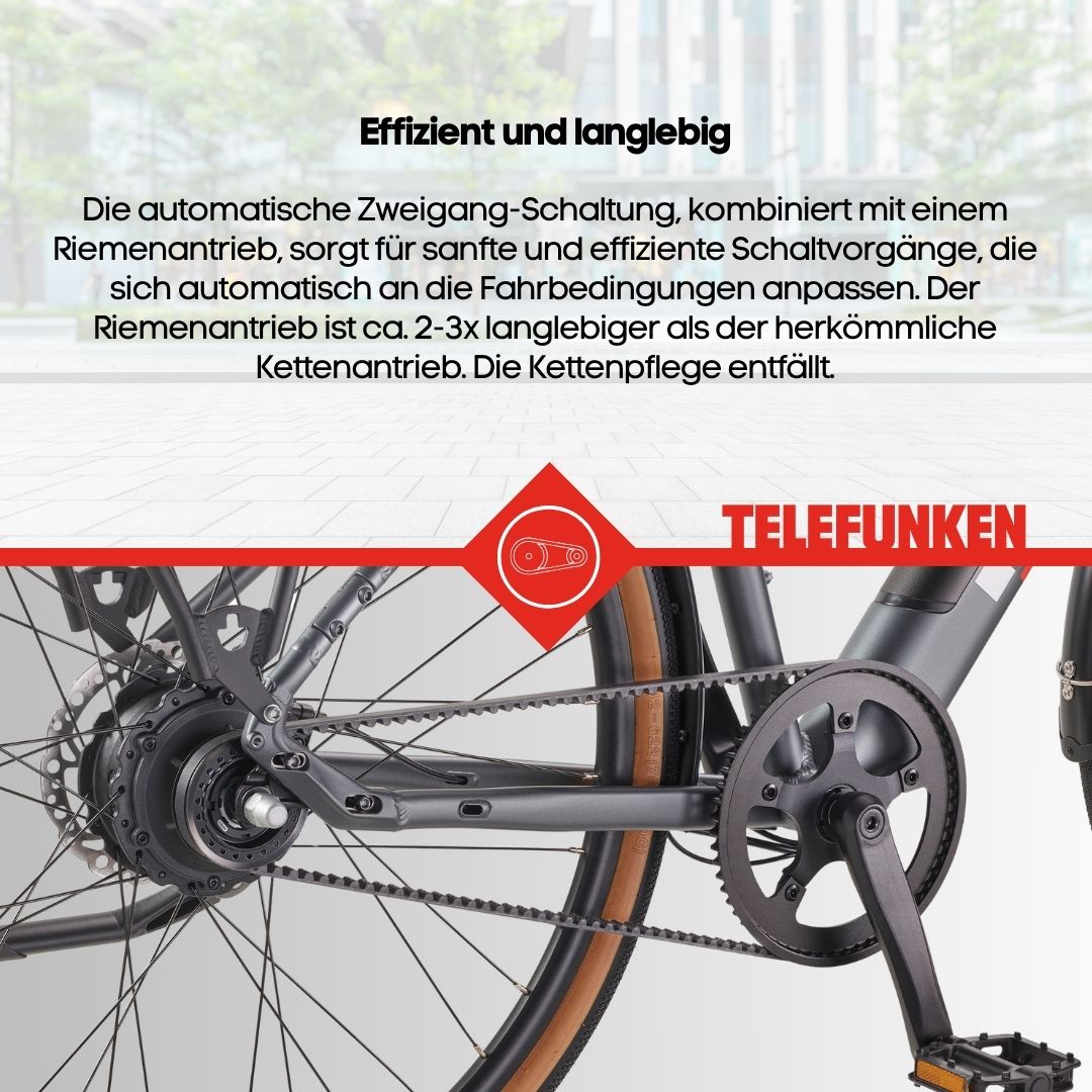 Telefunken Urban E-Bike Herren UH220 28 Zoll Hinterradmotor Automatikschaltung