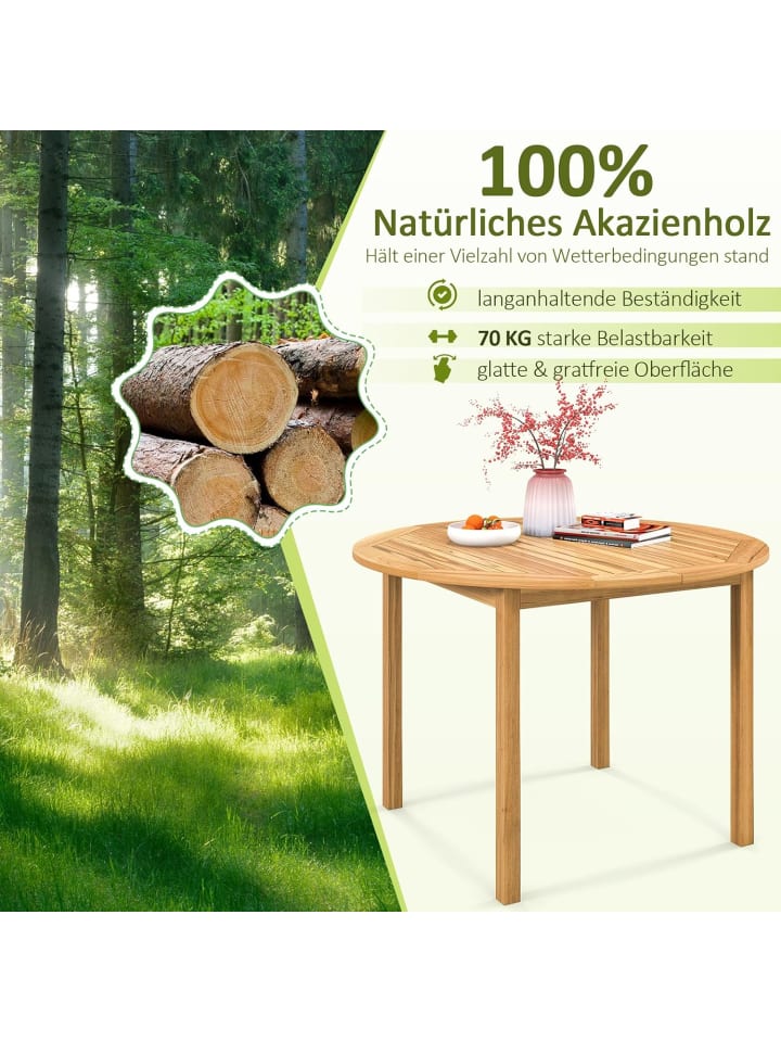 COSTWAY Gartentisch Akazienholz 110x75cm in Beige günstig kaufen onesize