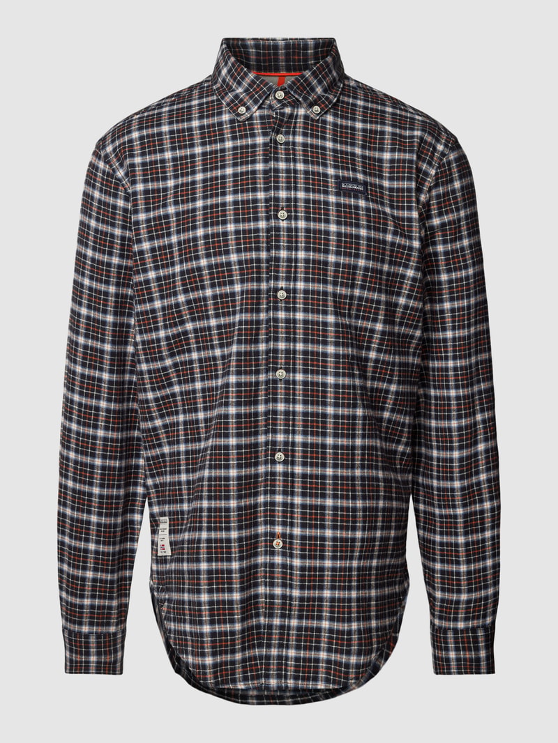 Freizeithemd mit Karomuster und Button-Down-Kragen in schwarz