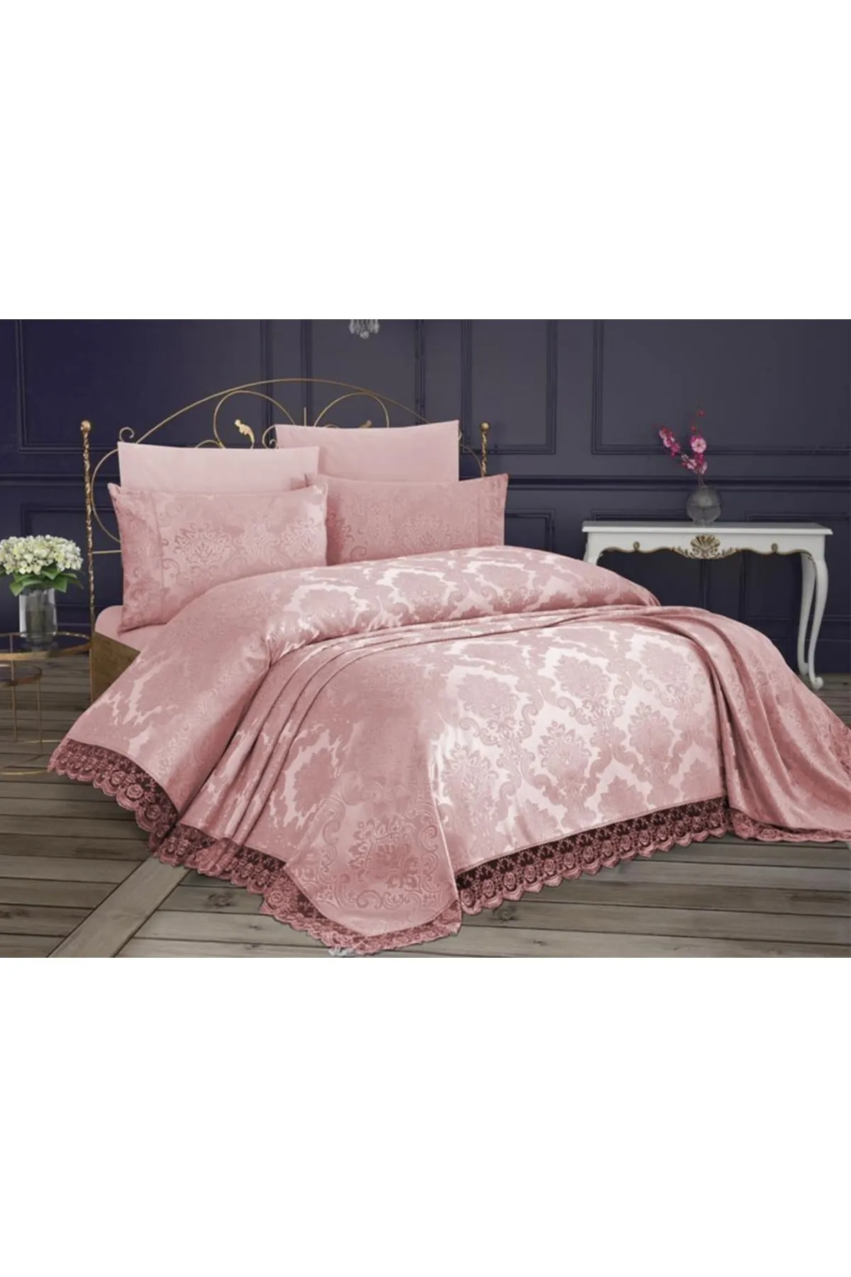 Çeyiz Diyarı  Französische Spitze Kure Tagesdecke für Einzelbett, Puder