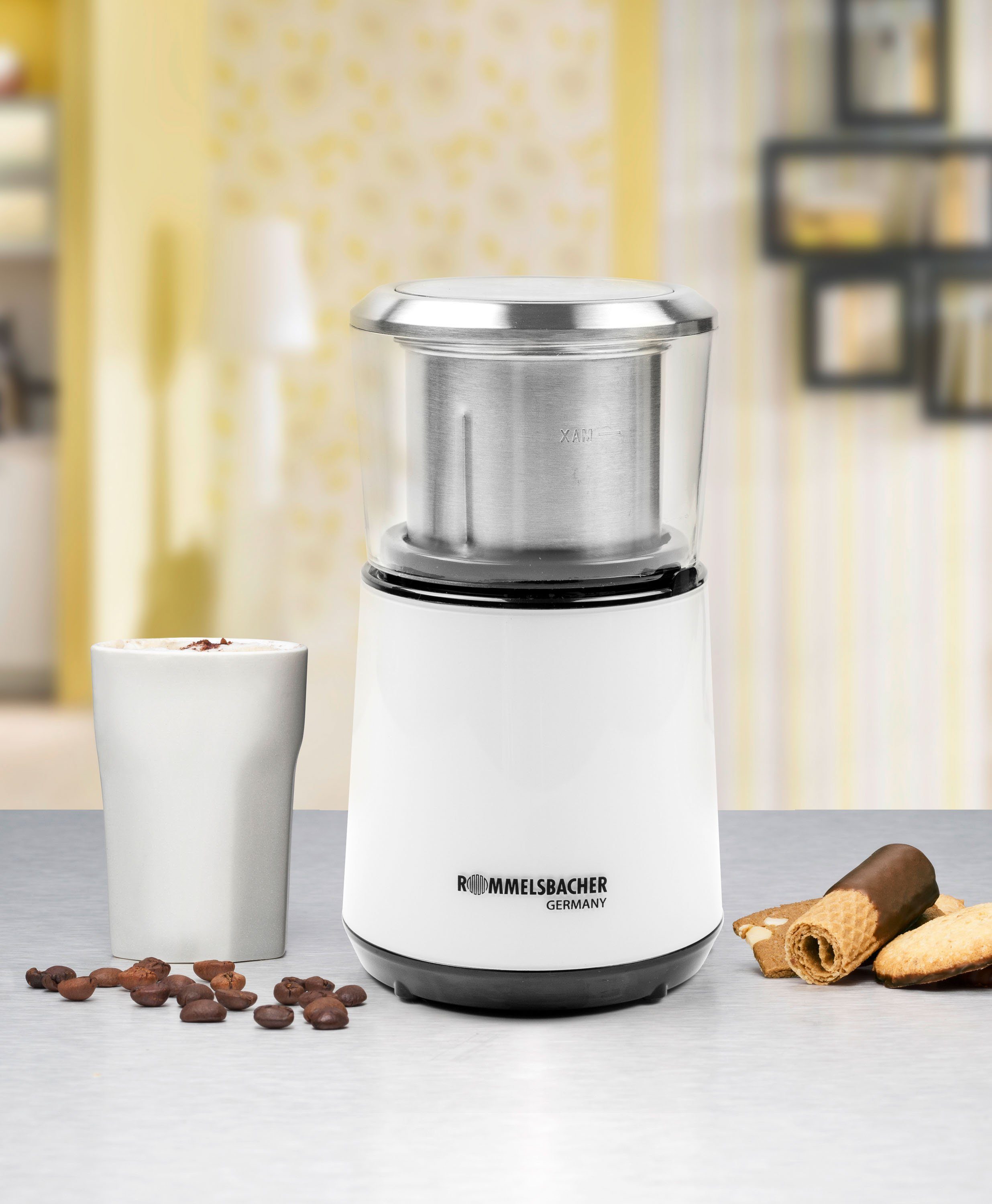 Rommelsbacher Kaffeemühle EKM 125, 200 W, Schlagmahlwerk, 50 g Bohnenbehälter