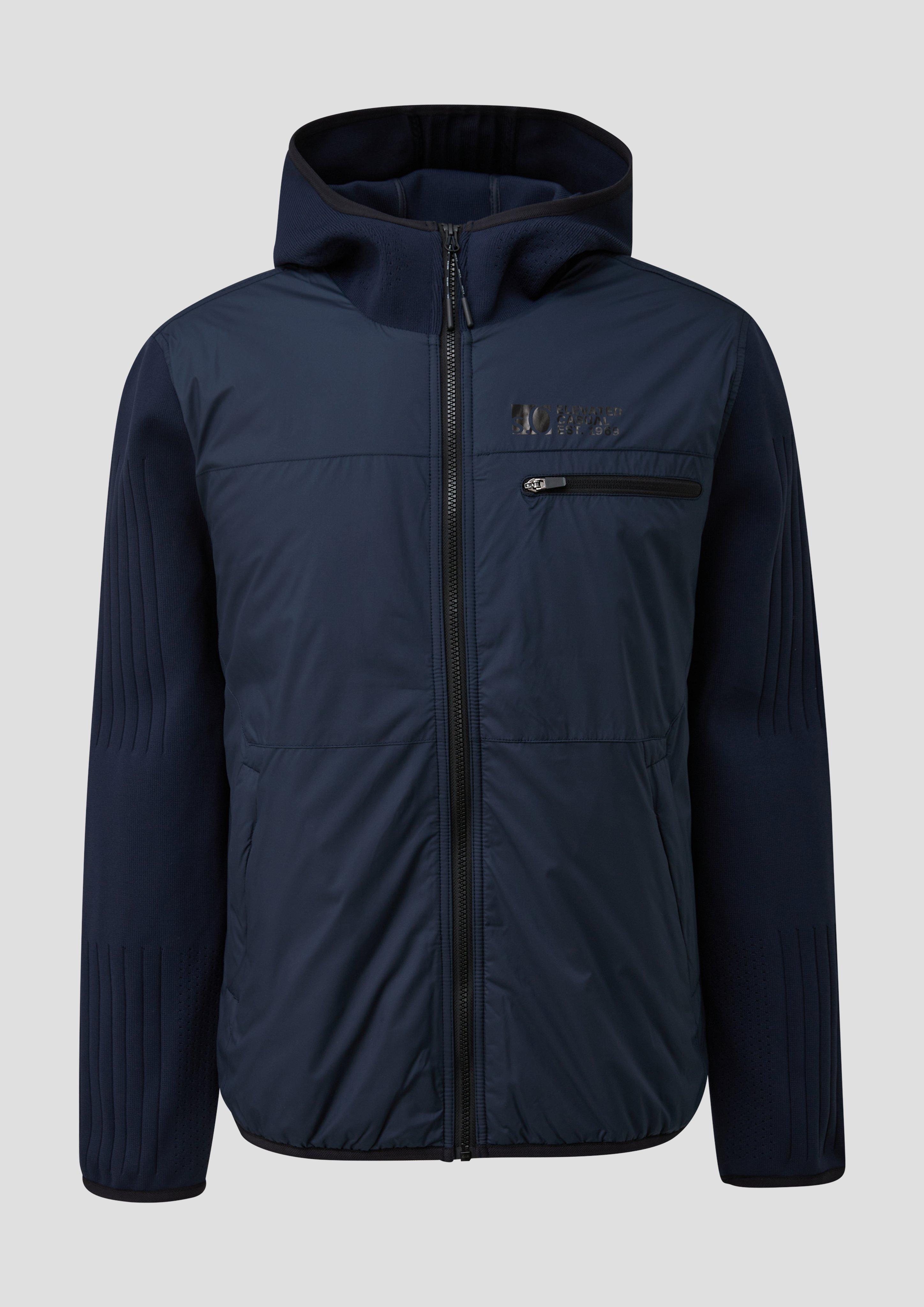 Nylonjacke mit gestrickten Ärmeln und Kapuze  2141270-5978
