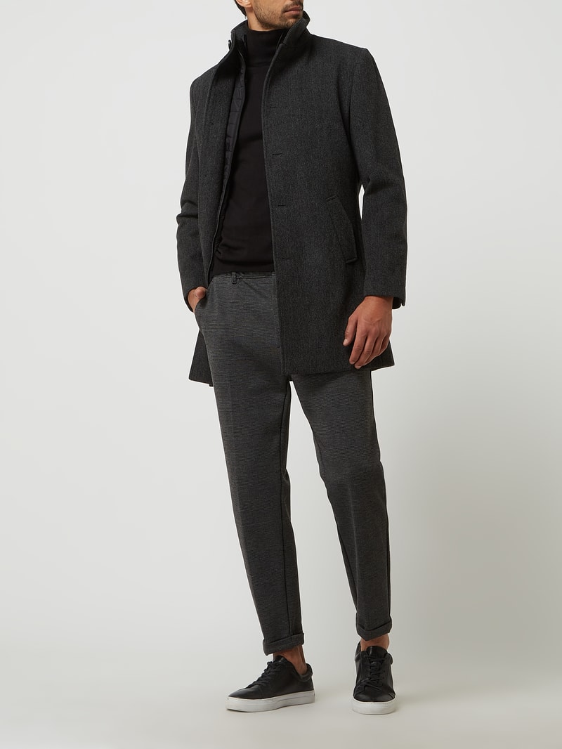 Slim Fit Wollmantel mit herausnehmbarer Steppweste Modell 'Ontario' in anthrazit