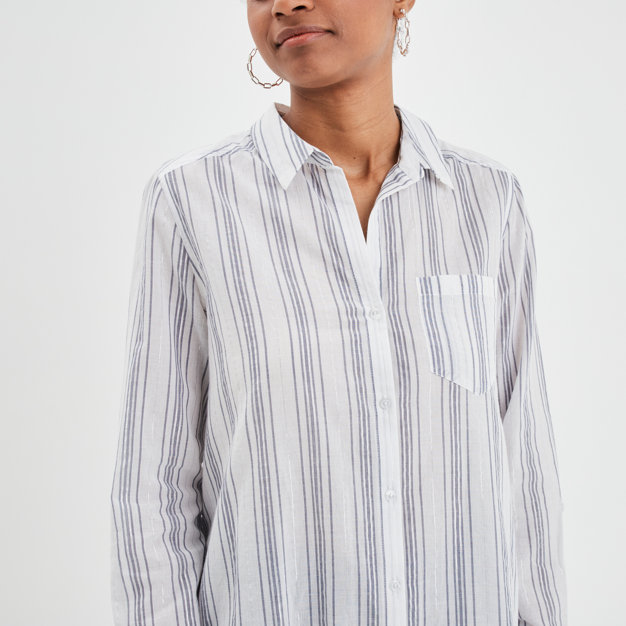 Chemise manches retroussables blanc femme | La Halle