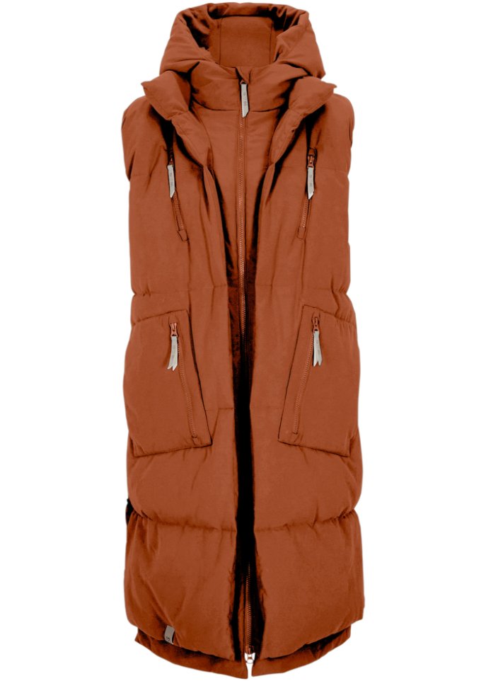 Oversize Puffer-Weste aus recyceltem Polyester mit Kapuze