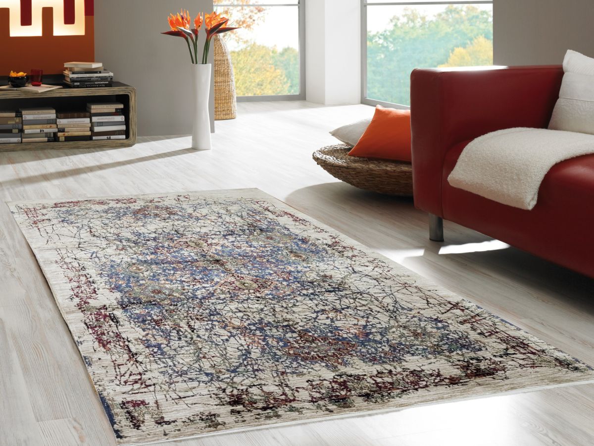 Webteppich Aryana Creme-Blau 160 x 230 cm