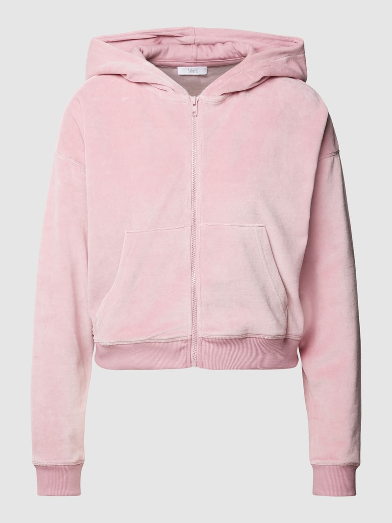 Sweatjacke mit überschnittenen Schultern und Eingrifftaschen in rosa