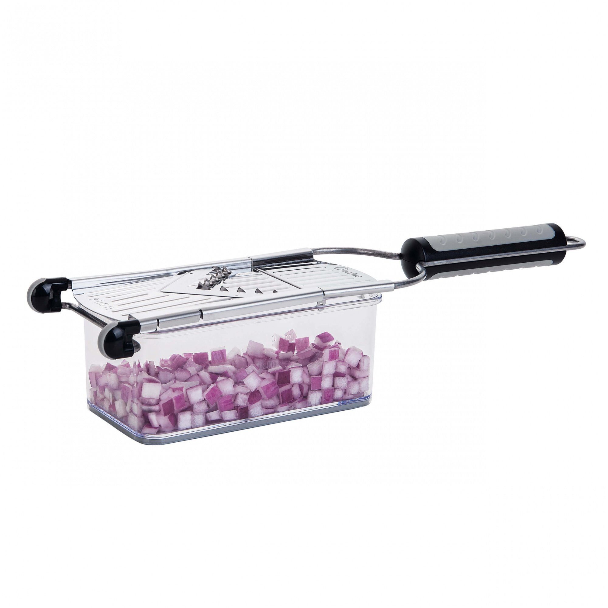 Genius Gemüseschneider Nicer Dicer Speed, 13tlg. Multihobel-Set mit V-Klinge aus Edelstahl, Kräuterroller, Aufbewahrungsbox