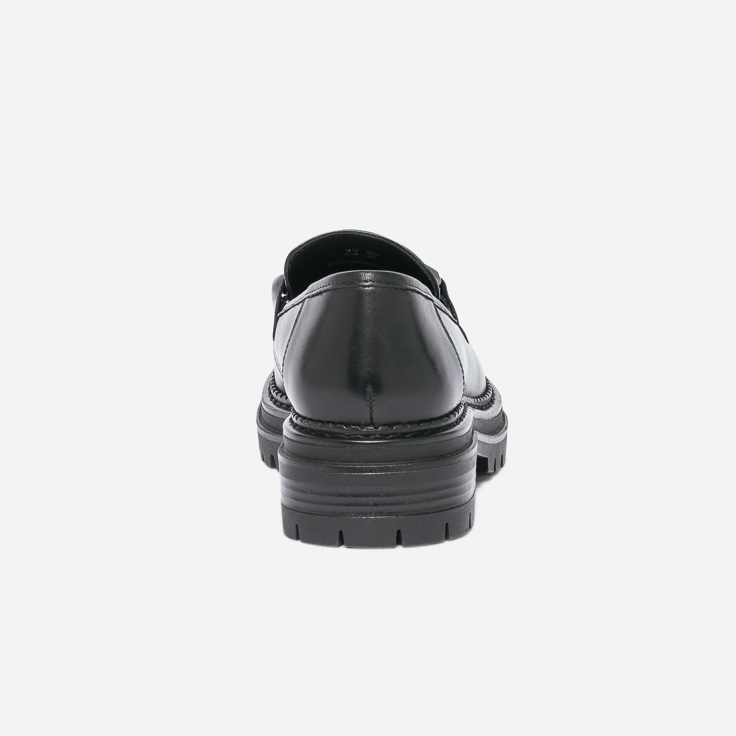 Mocassin TEXTO noir en cuir à semelle crantée