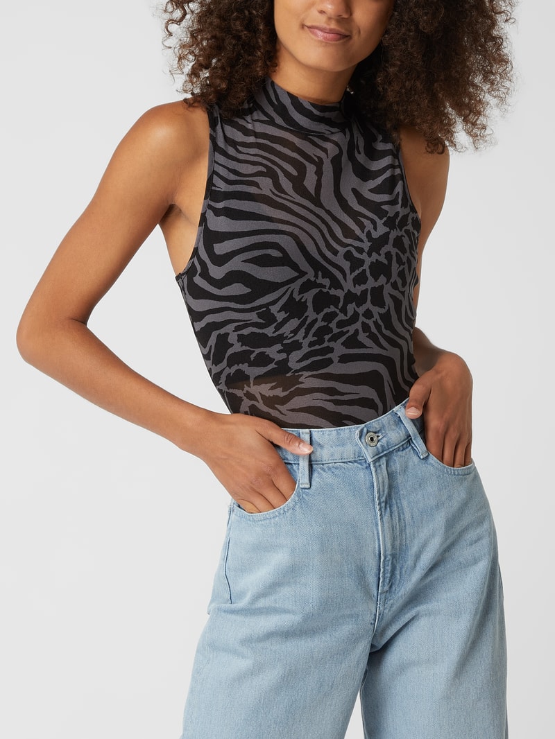 Body mit floralem Allover-Muster Modell 'Ladies' in schwarz