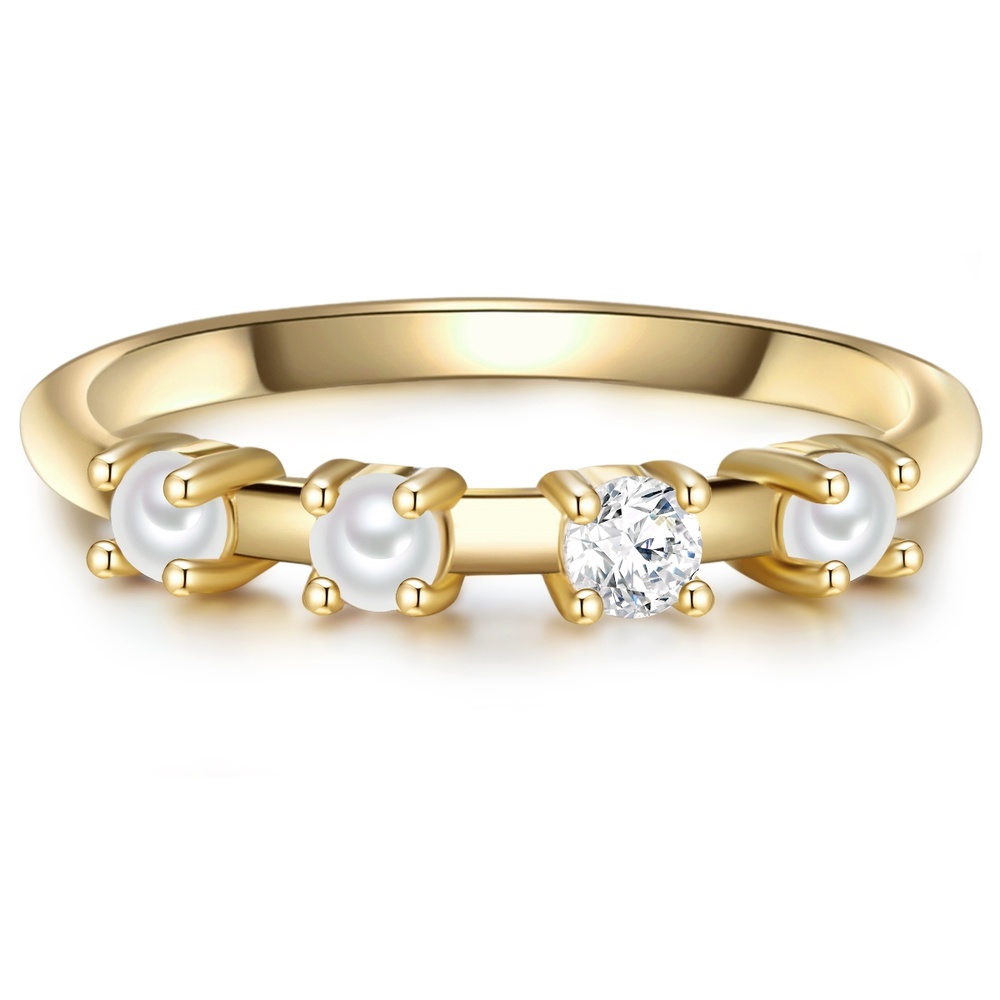 Glanzstücke München Bague en argent Argent sterling Oxyde de zirconium (CZ) Perle de culture d'eau do Bague
