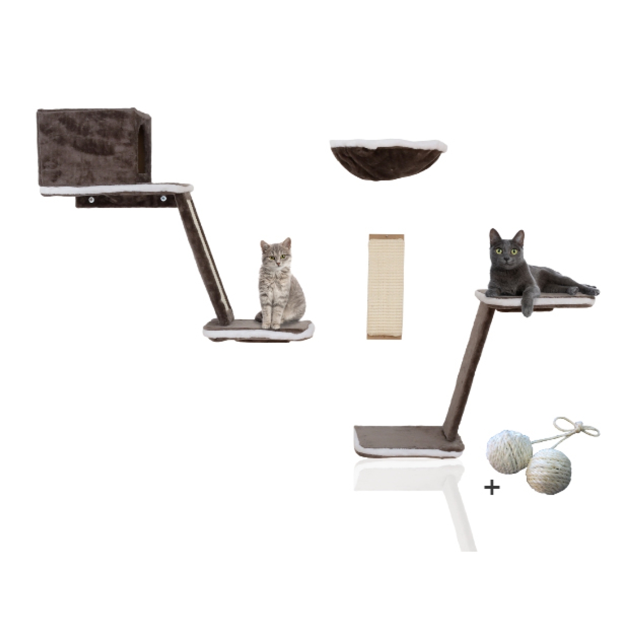 Rohrschneider Kratzbäume Rohrschneider Katzen Kletterwand 8-teilig mit Gratis-Spielballset