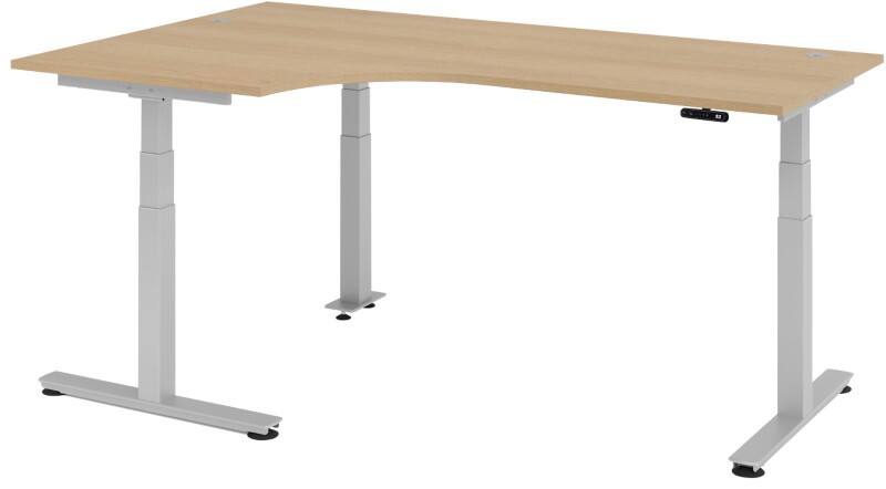 Hammerbacher Sitz-Stehschreibtisch XDSM Eiche, Silber 2.000 x 1.200 x 800 mm