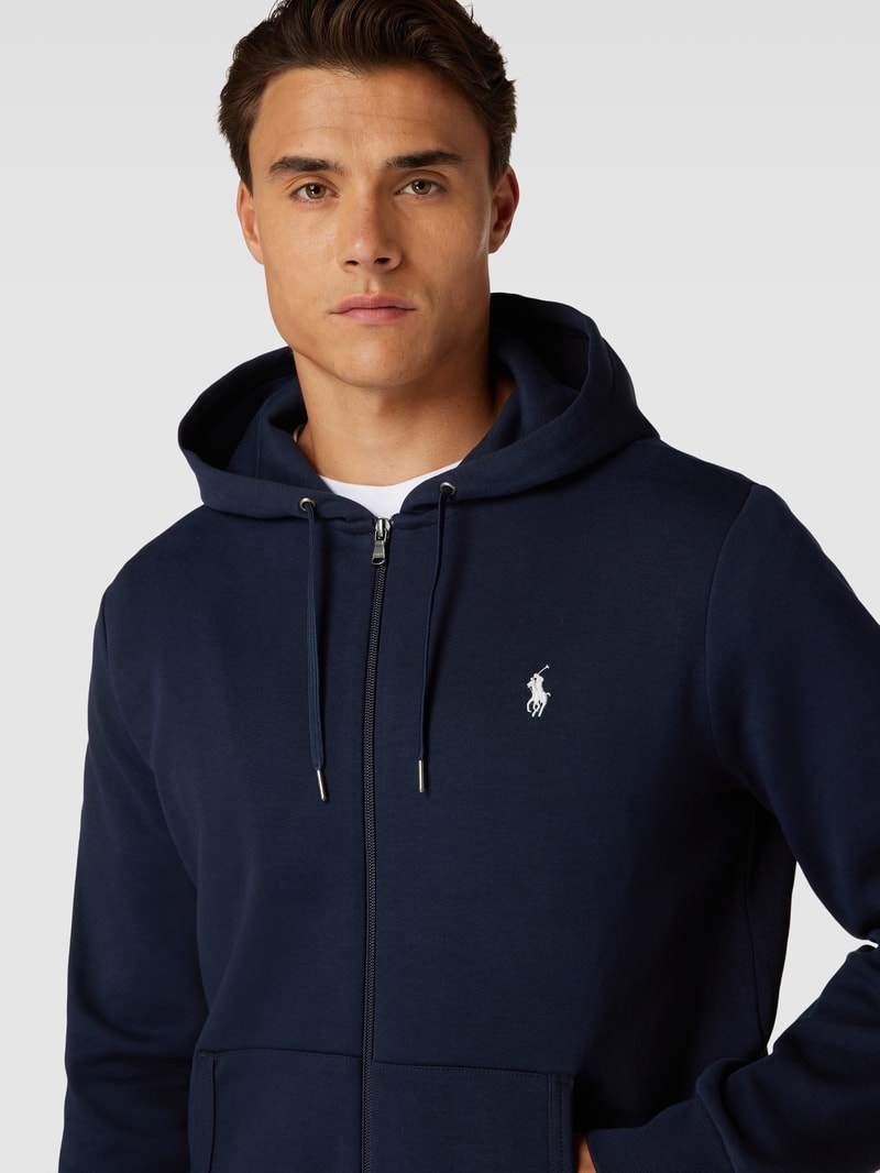 Sweatjacke mit Label-Stitching in marineblau