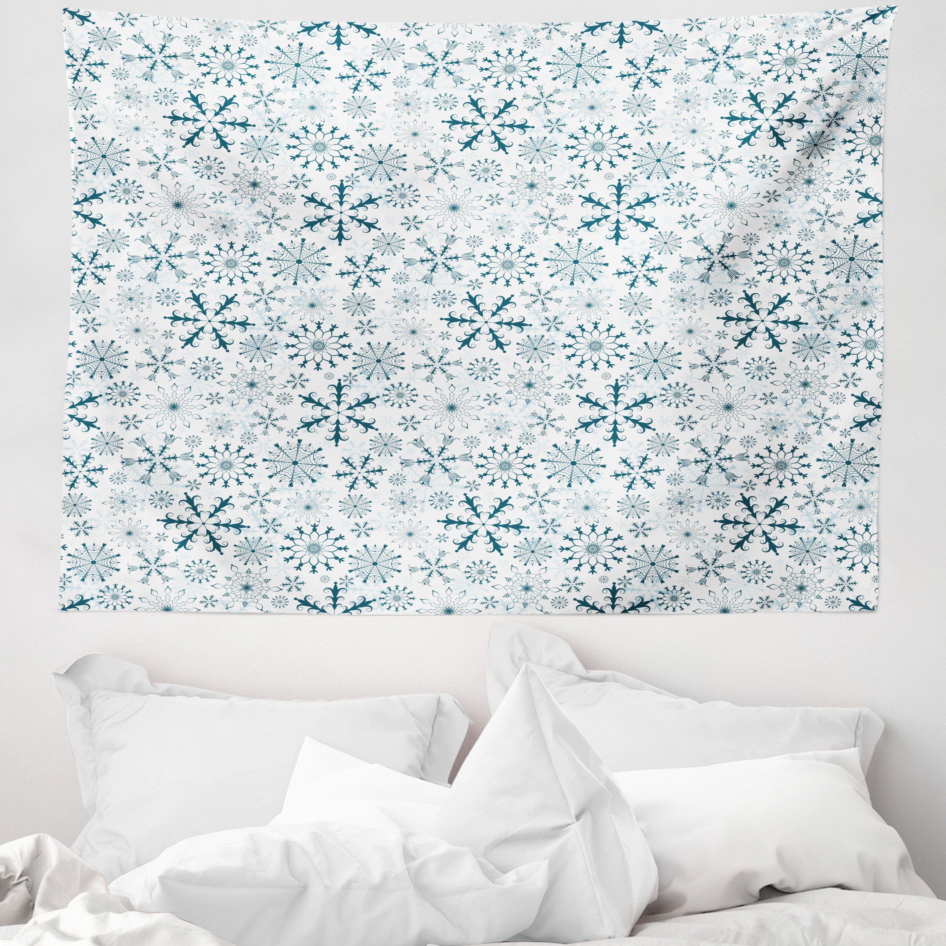 Wandteppich aus Weiches Mikrofaser Stoff Für das Wohn und Schlafzimmer, Abakuhaus, rechteckig, Winter Merry Xmas Schneeflocken