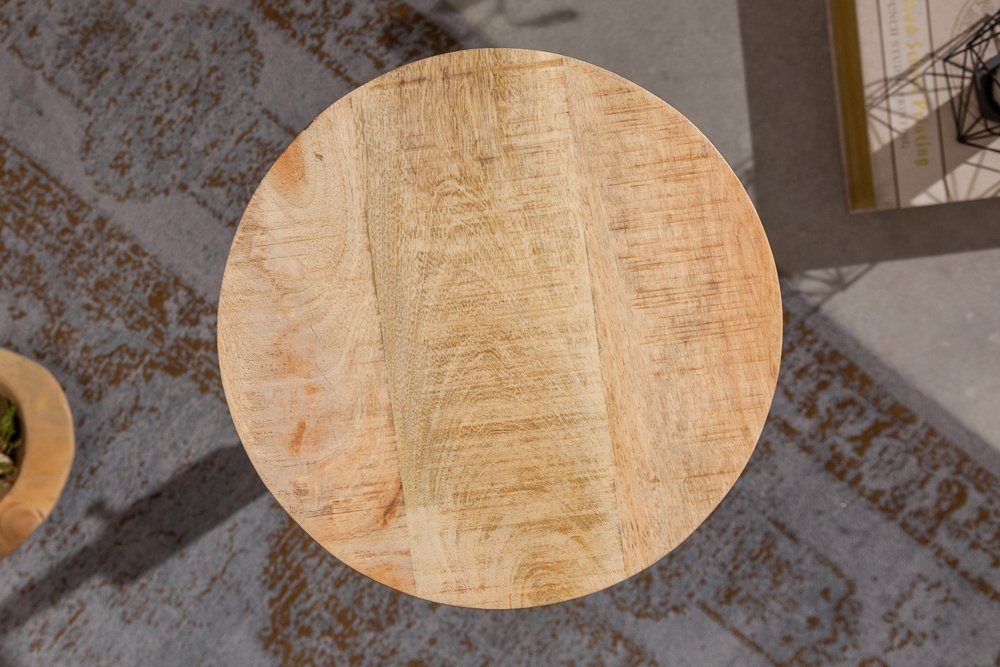 riess-ambiente Beistelltisch ENGINEER 30cm natur / schwarz (Einzelartikel, 1-St), Wohnzimmer · Massivholz · rund · höhenverstellbar · Industrial