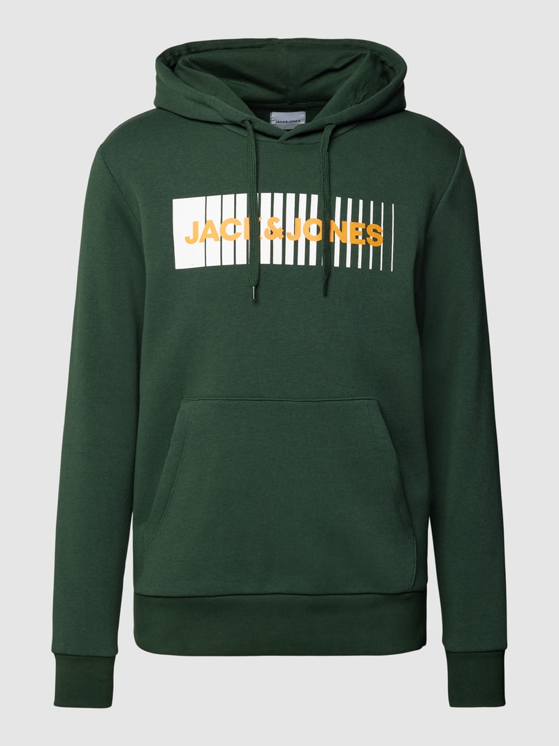 Hoodie mit Label-Print Modell 'ECORP' in olivgrün