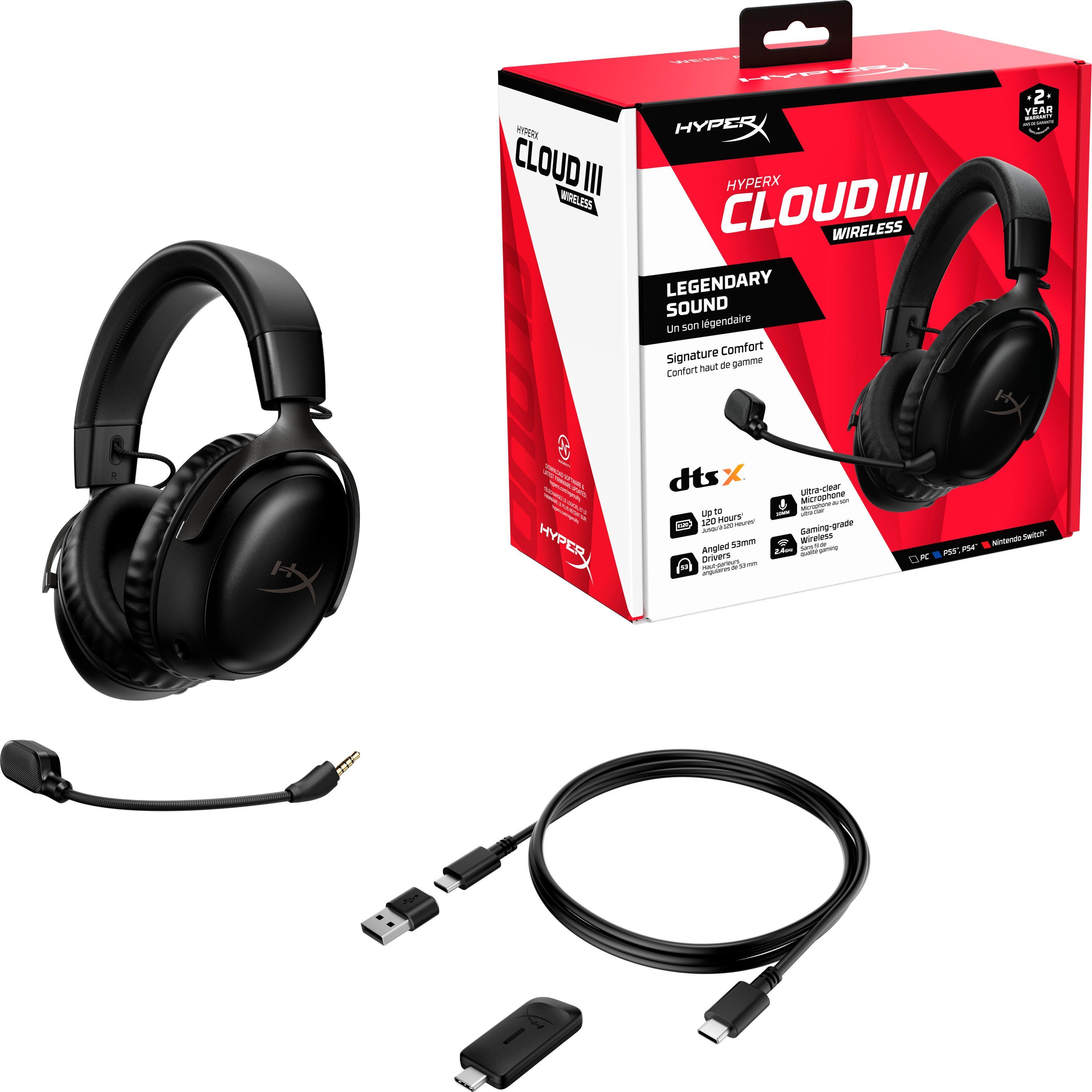 HyperX Cloud III Wireless Gaming-Headset (Geräuschisolierung, Wireless)