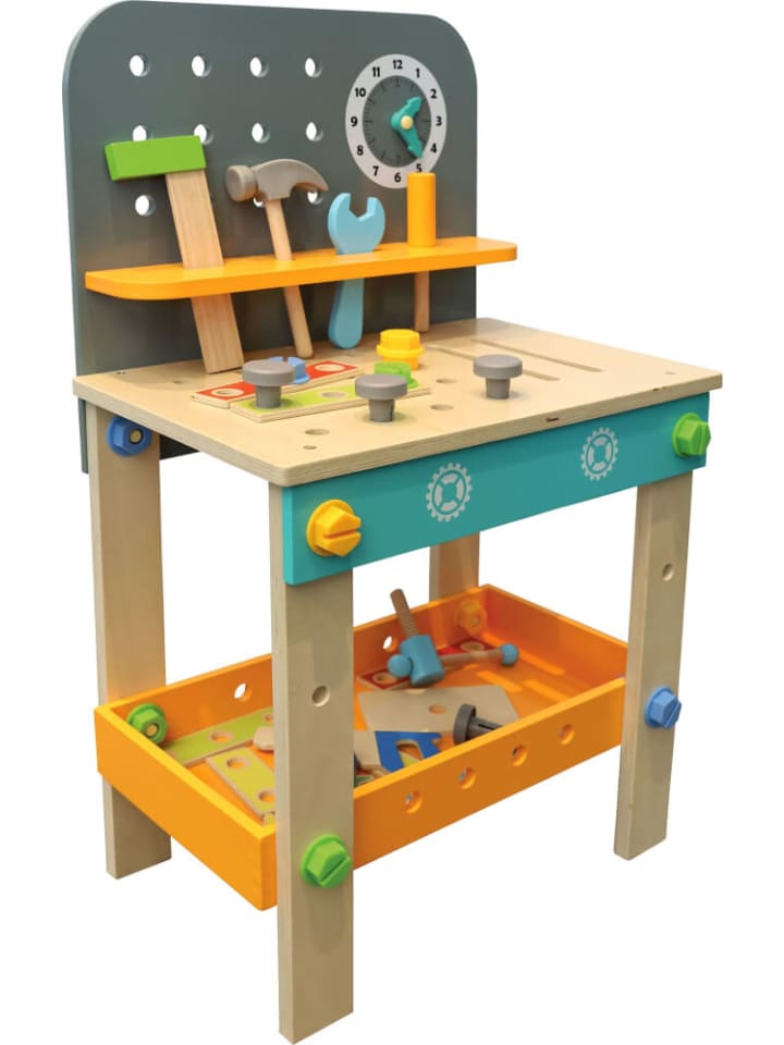 Spielmaus Holz Kinder Werkbank mit Werkzeug, 40x26,5x65 cm, 44 Teile, ab 3 Jahre günstig kaufen onesize
