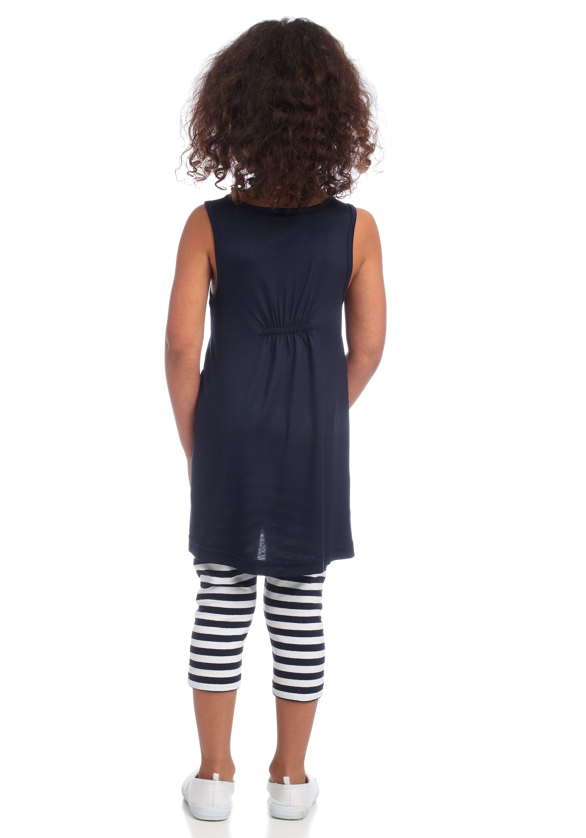 KIDSWORLD Kleid, Leggings & Haarband (Set, 3-tlg) Capri und Haarband maritim geringelt