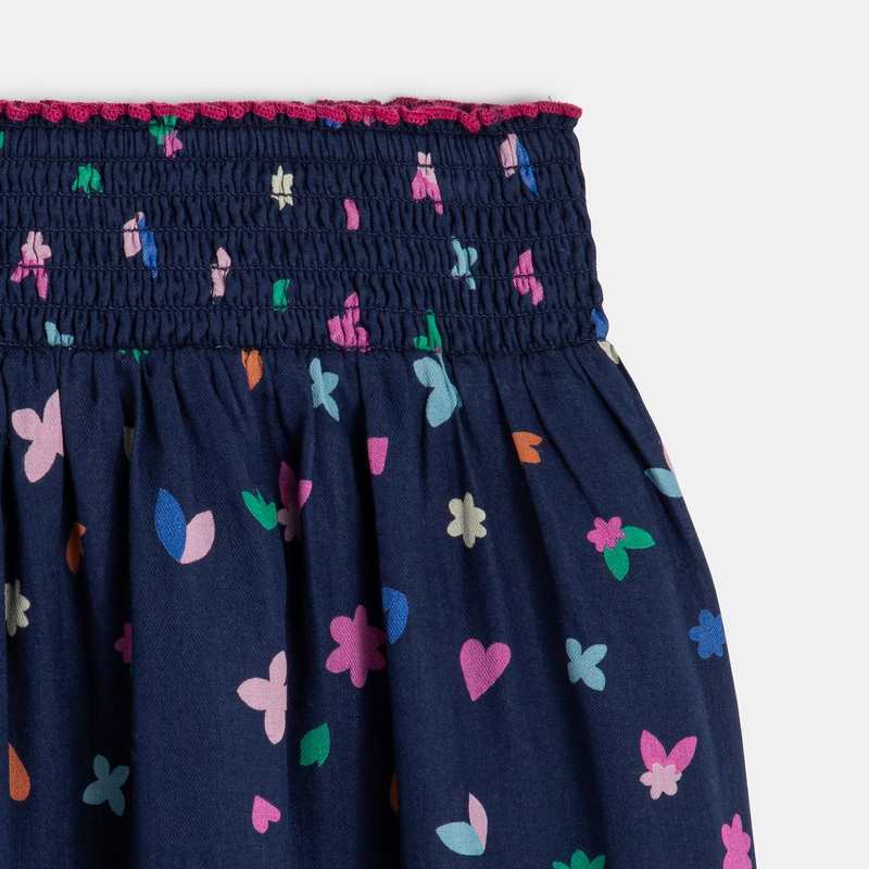 Jupe évasée fille twill coton imprimé floral blanche Catimini