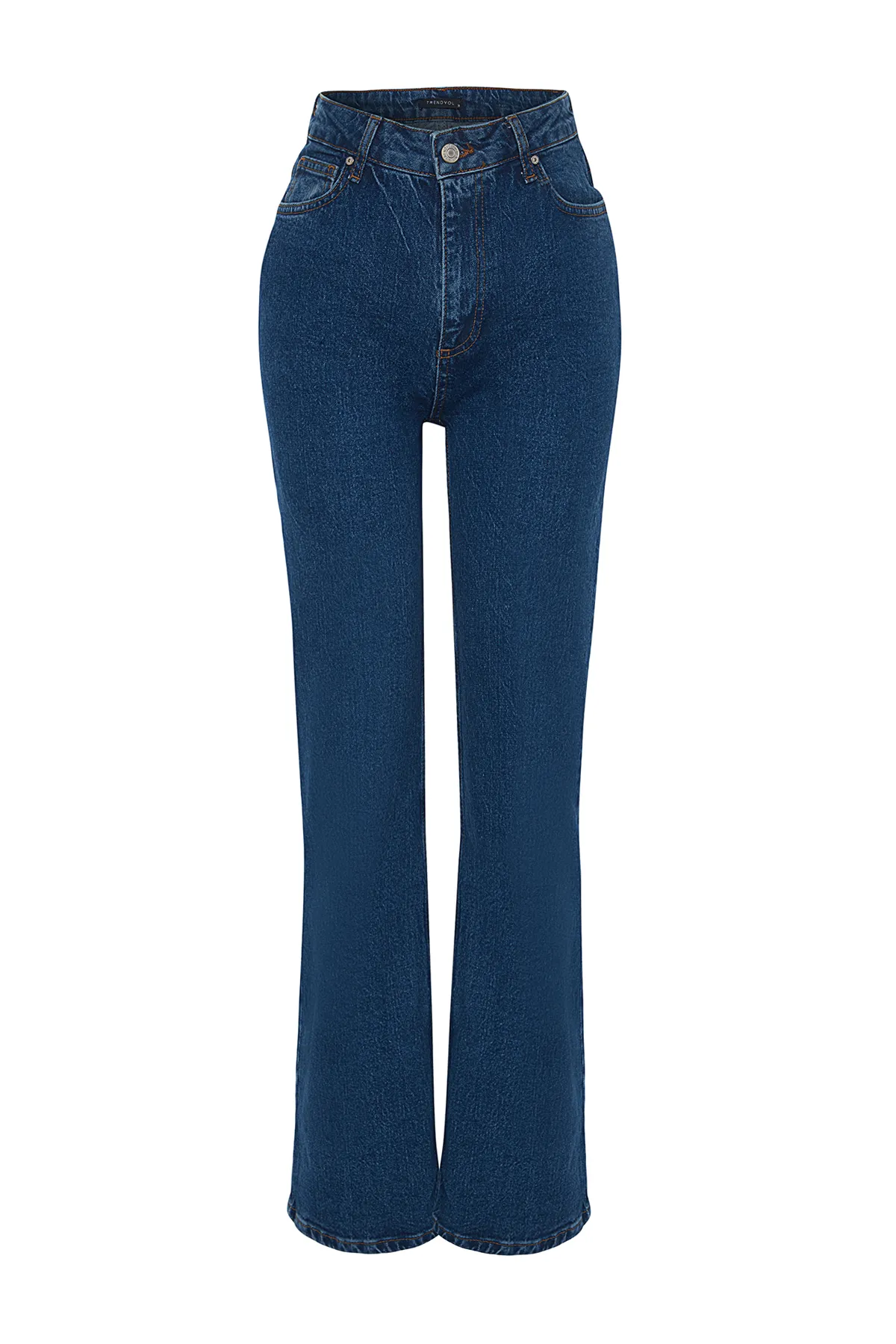 Trendyol Collection  Dunkelblaue High Waist Comfort Jeans mit weitem Bein TWOAW24JE00069