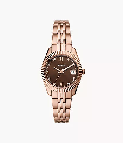 Fossil Uhr Scarlette 3-Zeiger-Werk Datum Edelstahl roségoldfarben