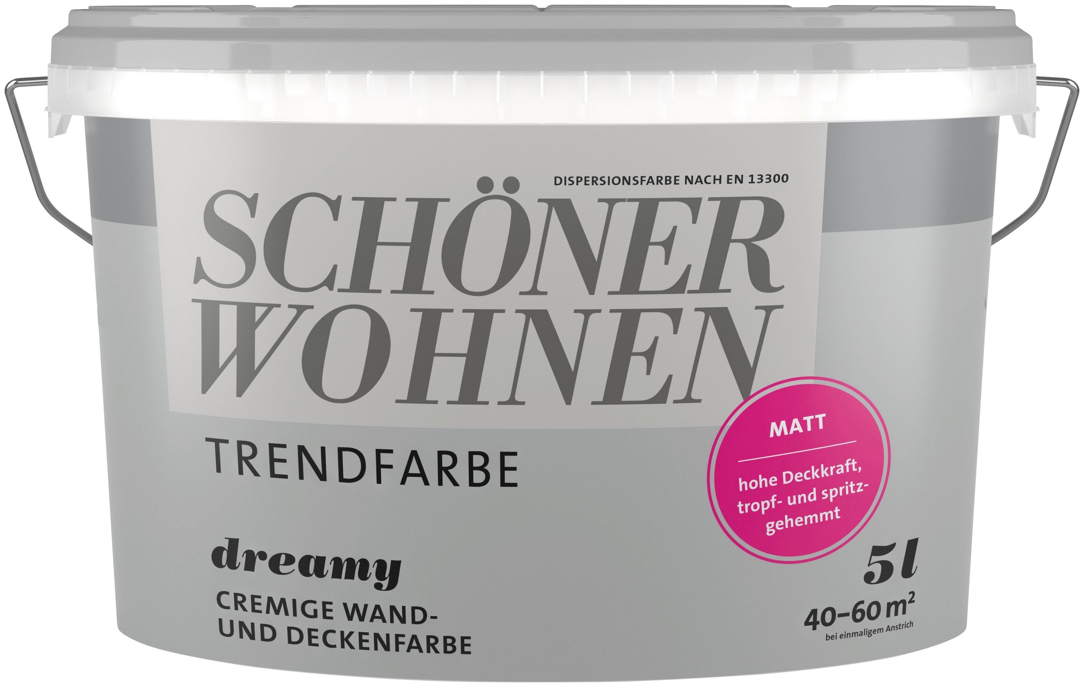 SCHÖNER WOHNEN FARBE Wand- und Deckenfarbe Trendfarbe, 5 Liter, hochdeckend, für Allergiker geeignet, in verschiedenen Farben