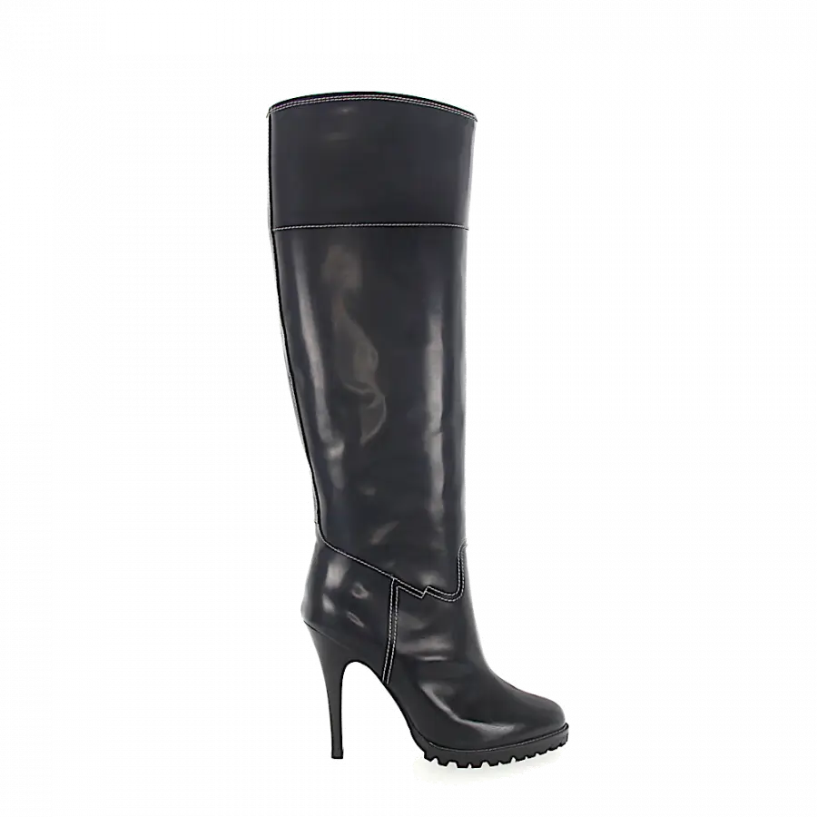 Giuseppe Zanotti - Stiefel Braun Glattleder Kalbsleder Ziernaht dunkelbraun - braun