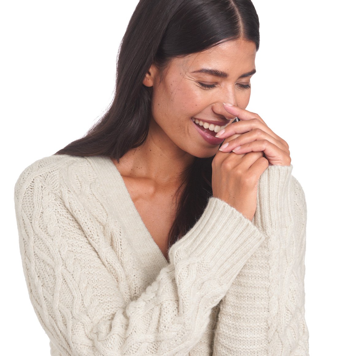 Damen Strickjacke mit Zopfmuster