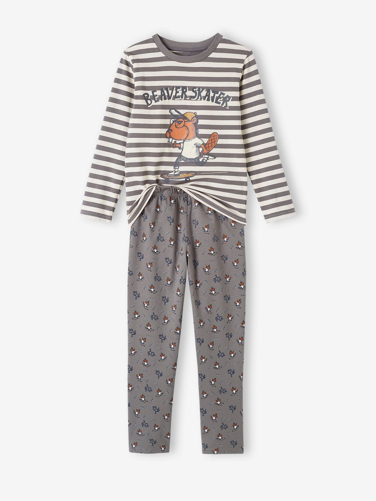 Pyjama castor skate garçon gris