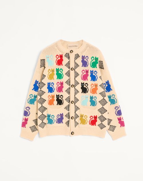 Valentino wollen vest met Le Chat De La Maison jacquardpatroon