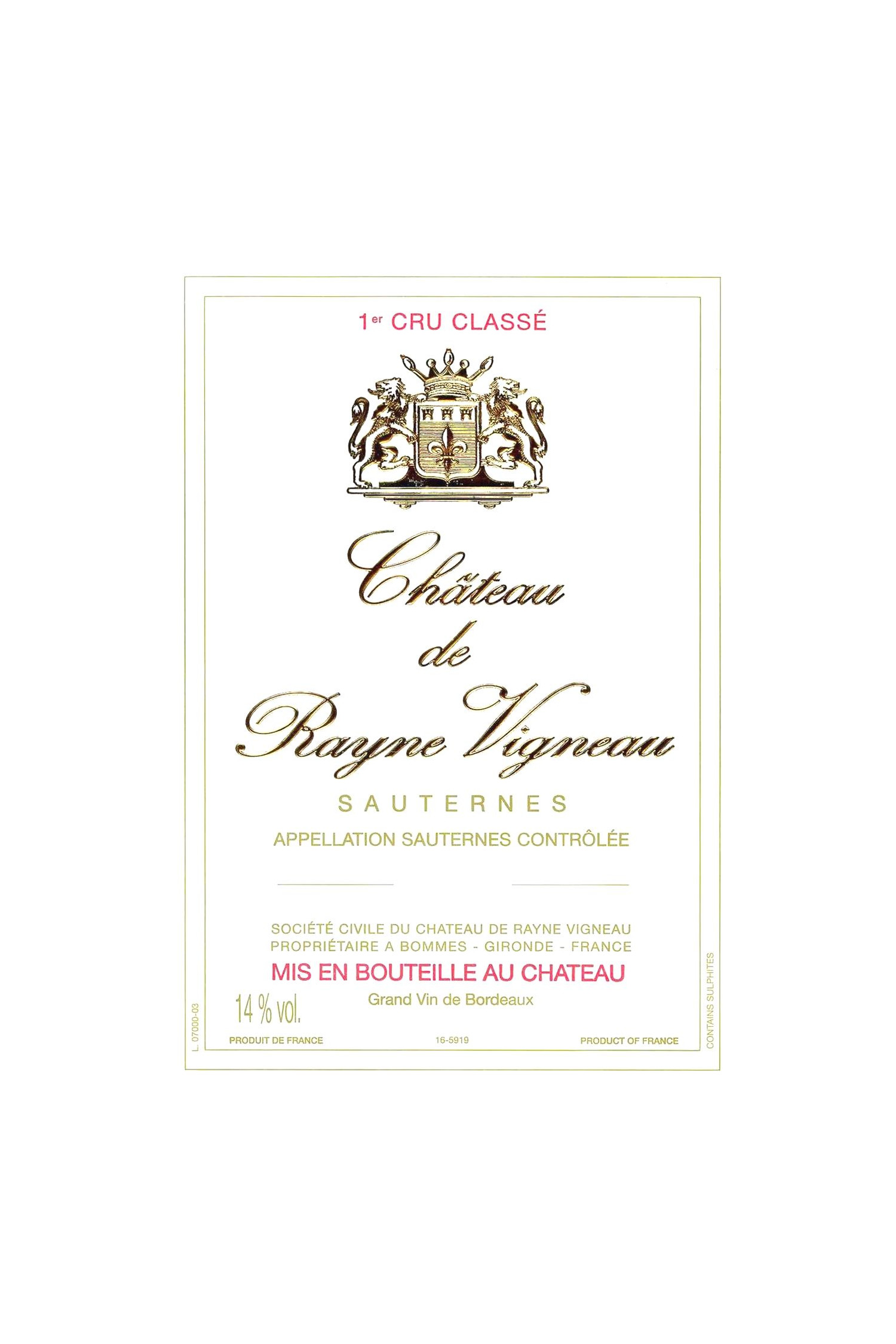 Château De Rayne Vigneau 1957, Sauternes