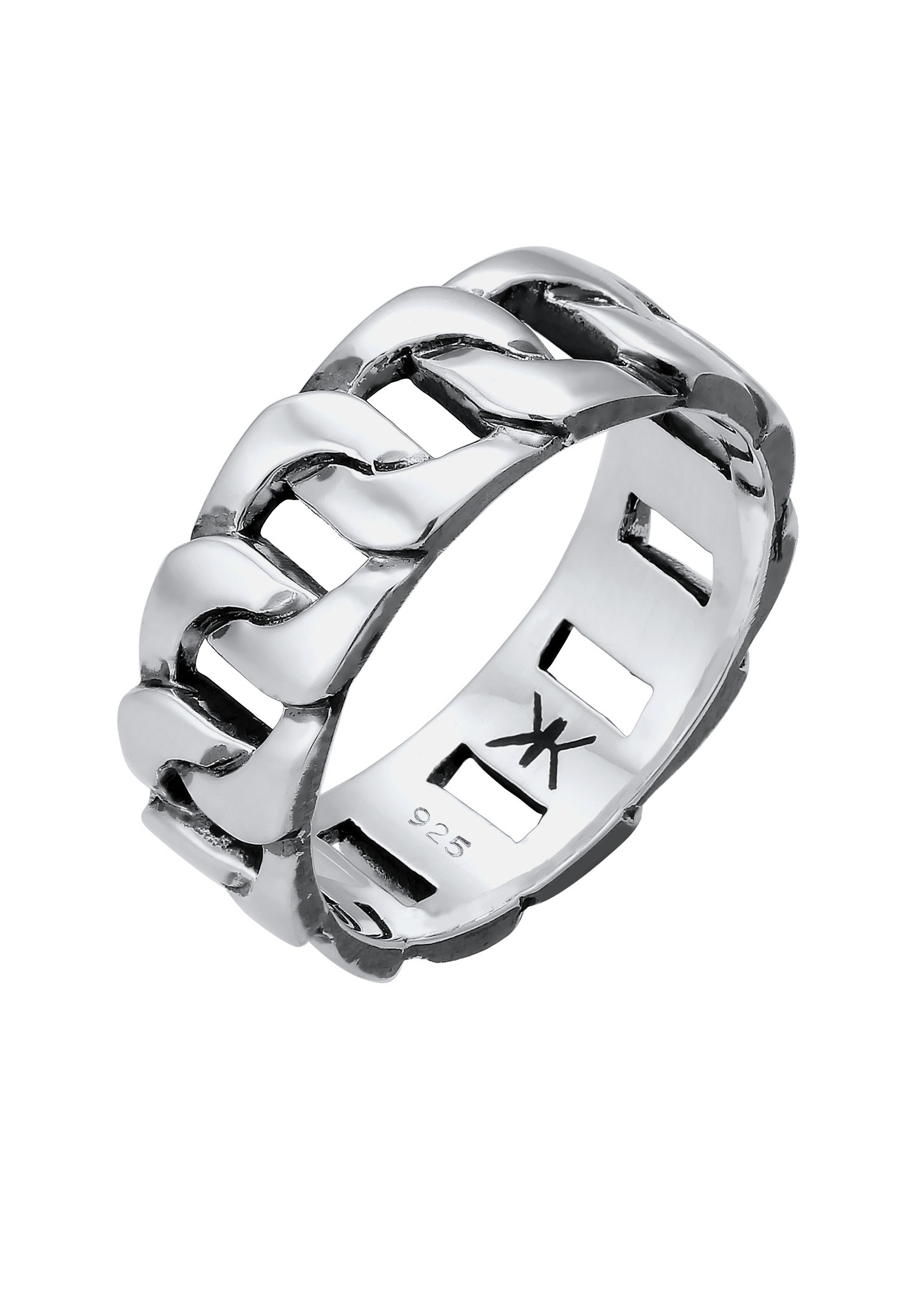 KUZZOI Ring Herren Chunky Chain Look Kette Glieder 925 Silber