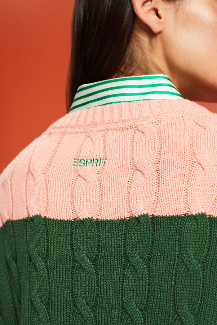 Gestreifter Zopfstrickpullover mit Delfin-Logo
