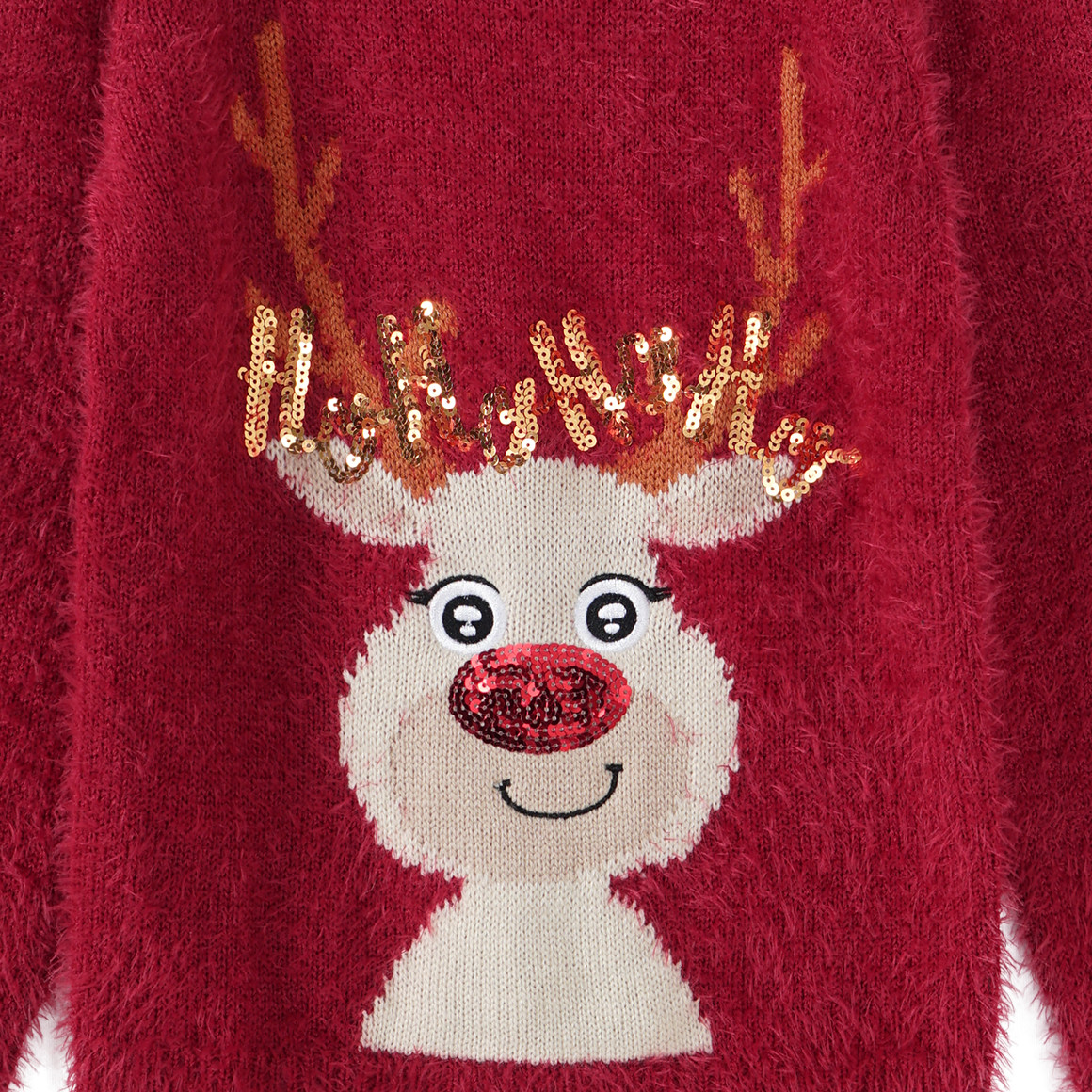 Mädchen Weihnachtspullover mit Pailletten rot