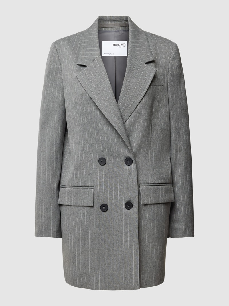Blazer mit Streifenmuster Modell 'MYLA' in mittelgrau meliert