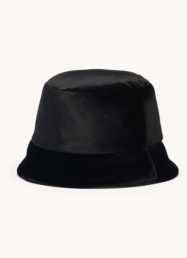 Cappello a secchiello in velluto Prada con logo