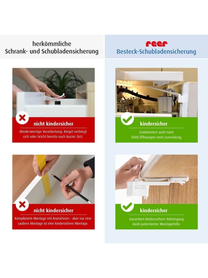 Reer Besteckschubladen-Sicherung, 2 Stück in Weiß ab 6 Monate günstig kaufen onesize