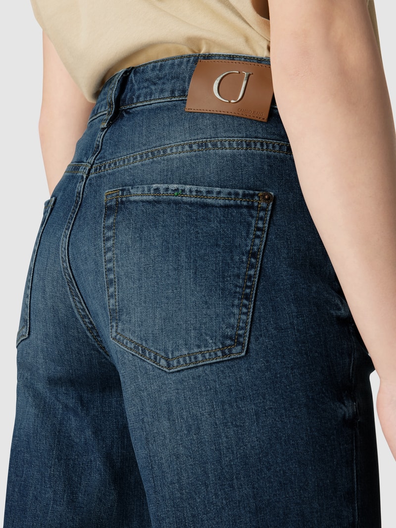 Straight Fit Jeans im Used-Look Modell 'Paris' in blau