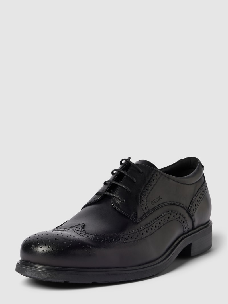 Schnürschuhe mit Lochmuster Modell 'DUBLIN' in schwarz
