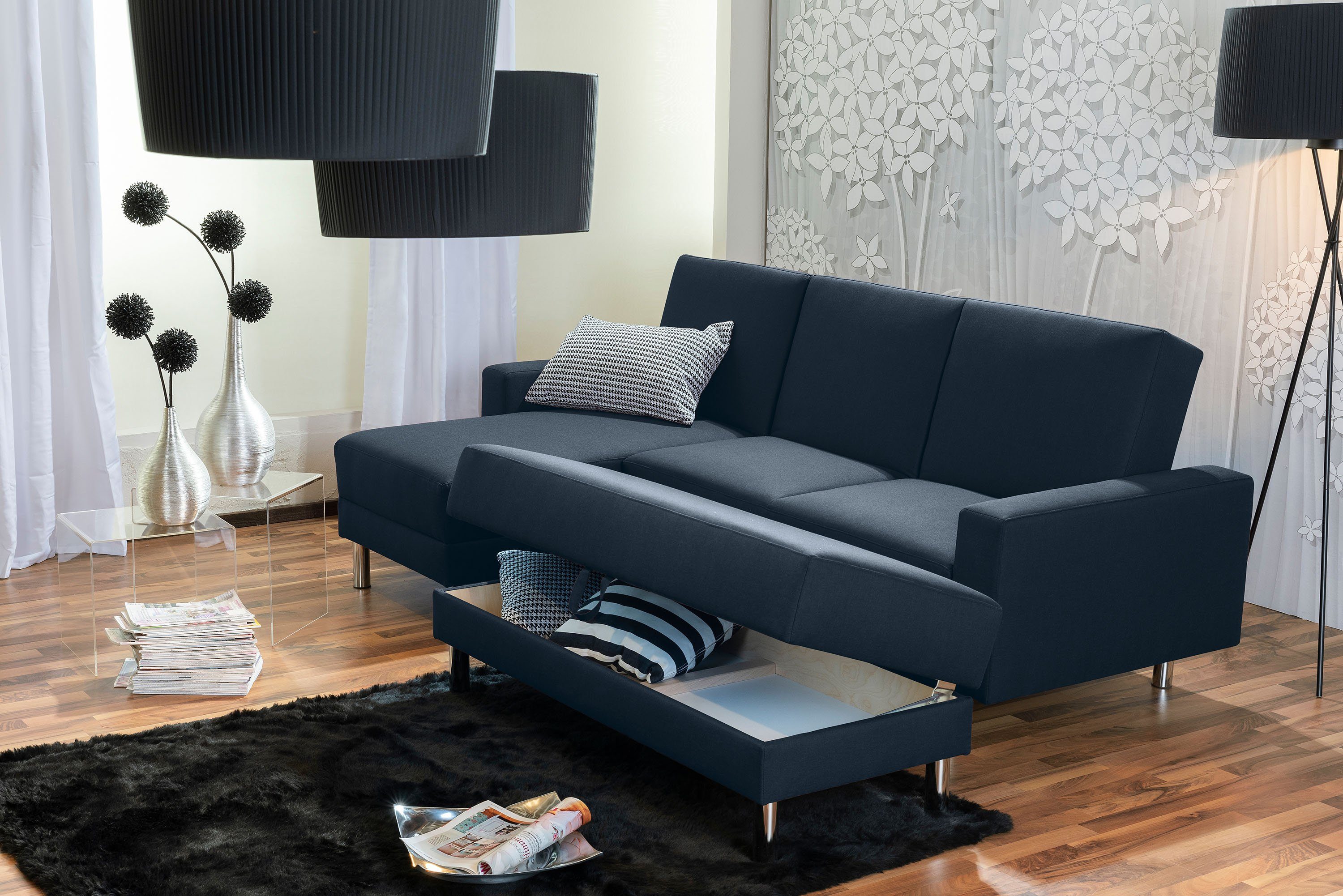 Max Winzer® Loungesofa Just Fashion Funktionssofa Flachgewebe blau, 1 Stück, Made in Germany